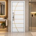 Ver imagem 4 de Porta de Madeira Frisada R20C 210x80 cm Acabamento UV Pronta para Instalar:Branco