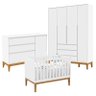 Quarto de Bebê Nature Clean 4 Portas com Berço Unique Branco Soft Eco Wood – Matic - 1