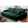 Sofá Cama Retrátil e Reclinável 2,10m com Molas Karen Veludo Verde Adonai Estofados - 1