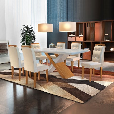 Conjunto Sala de Jantar Mesa 6 Cadeiras Amanda Espresso Móveis