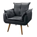 Ver imagem 2 de Conjunto 2 Poltronas Decorativas Opala e 1 Puff Redondo Pés Palito Suede Cinza Lual Decor