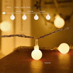 Fio de Luz de Led Cormilu, À Pilha,20 Lâmpadas, 2.8m - 4