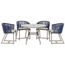 Ver imagem 1 de Mesa com 4 Cadeiras de Jantar Roma 100cm e Noronha em Aluminío Fendi Corda Nautica Estofado 7 Trama