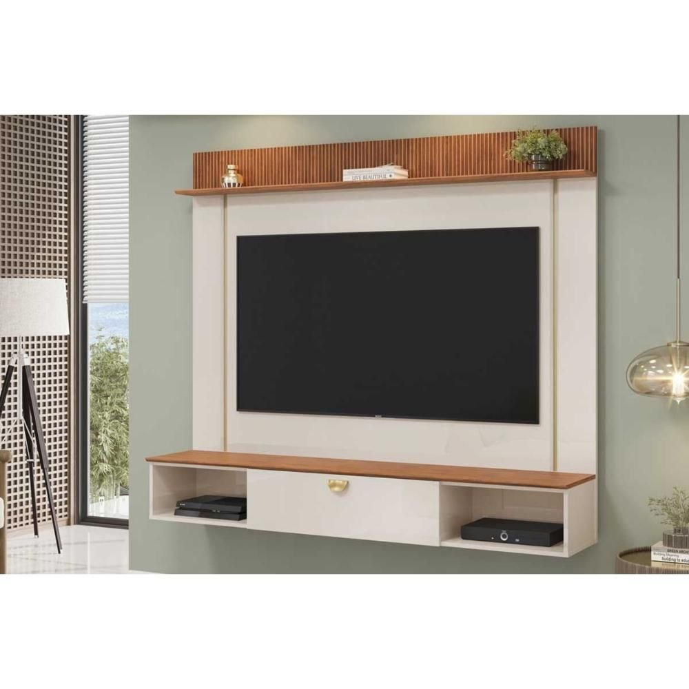 Painel Home P/ Tv até 70 Pol Iza 176x152cm Off White/freijó - Dj