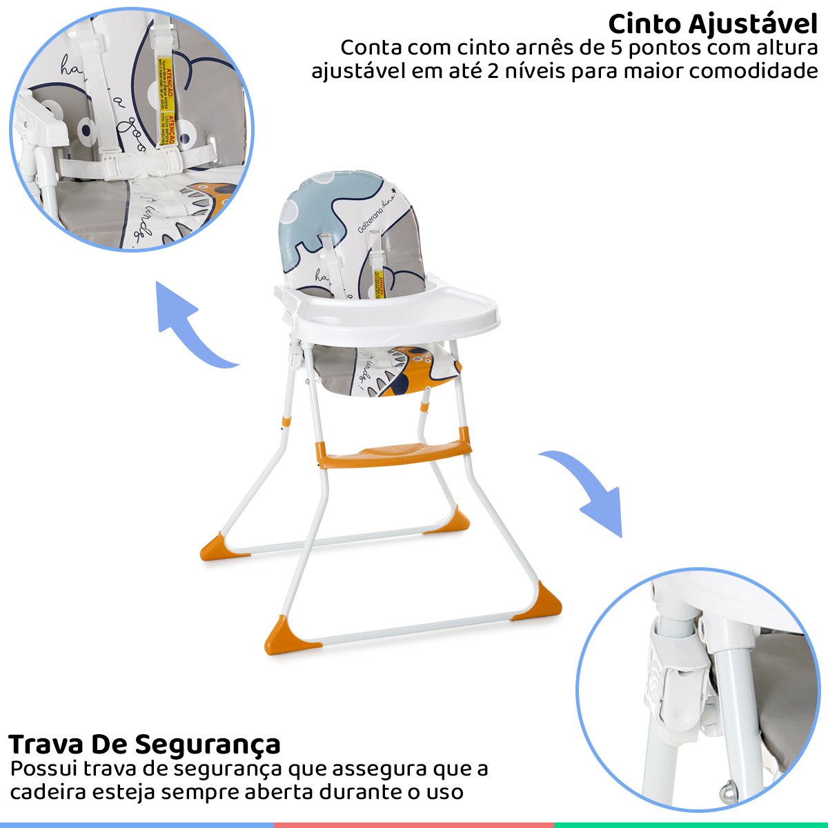 Cadeira Alta De Bebe Para Alimentação Refeição Até 23 Kg Nick Dino Galzerano - 4