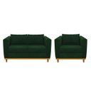 Ver imagem 1 de Kit Sofá 2 Lugares e Poltrona Europa Suede Verde Doce Sonho Móveis