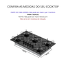 Tampo Mdp de 75 Cm para Cooktop com Recorte de 5 Bocas Preto - 3