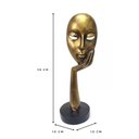 Ver imagem 2 de Escultura Estátua Máscara Face Mão no Rosto 36 Cm:dourado Envelhecido