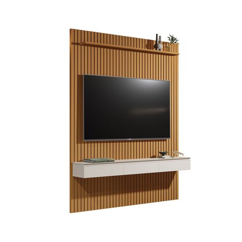 Rack Painel Home Suspenso Colorado 1,40 para Tvs até 55 Polegadas com Porta Arbo Cedro com Off White