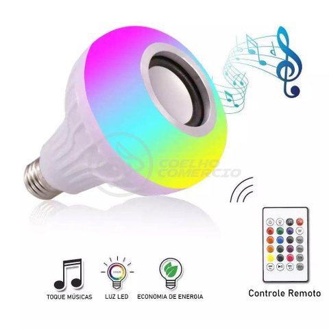 Lâmpada Led 12w E27 Rgb Colorida com Caixa de Som