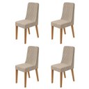 Ver imagem 1 de Kit 4 Cadeiras de Jantar Estofadas Luar Marrom Amêndoa/Rinzai Bege