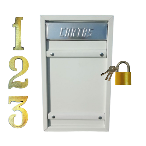 Caixa Correio Carta Jornal Grade/embutir Branca + 3 Número C/cadeado
