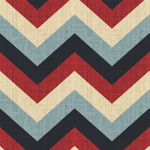 Papel de Parede Chevron Bege, Azul e Vermelho - 2,50x0,50m