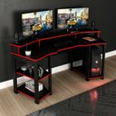 Ver imagem 6 de Mesa para Computador Gamer Espaço para 2 Monitores e Cpu Preto/Vermelho
