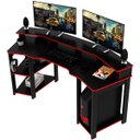 Ver imagem 1 de Mesa para Computador Gamer Espaço para 2 Monitores e Cpu Preto/Vermelho