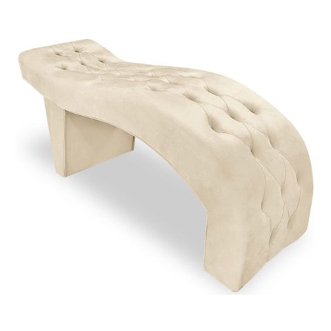 Maca Estofada Capitonê Clínica Salão Estética Suede Eduarda:Bege