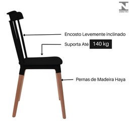 Kit 4 Cadeiras de Jantar com Pé de Madeira Windsor - Preto - 3