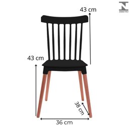 Kit 4 Cadeiras de Jantar com Pé de Madeira Windsor - Preto - 4