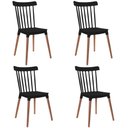 Ver imagem 1 de Kit 4 Cadeiras de Jantar com Pé de Madeira Windsor - Preto