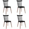 Kit 4 Cadeiras de Jantar com Pé de Madeira Windsor - Preto - 1
