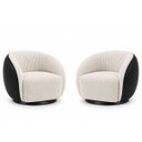 Ver imagem 3 de Kit 2 Poltrona Giratória 360° Orgânica Bouclé Sala Nuvem:Bouclê/Courino Sintético/ Off White Detalhe