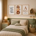 Ver imagem 2 de Kit Quadros Infantil com Nome - Jesus Pastor:30x45/Moldura Mel