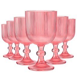 Jogo com 6 Taças Versalhes de Vidro Rosa de Agua ou Suco 390ml - 1