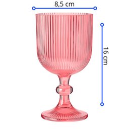 Jogo com 6 Taças Versalhes de Vidro Rosa de Agua ou Suco 390ml - 2