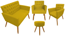 Ver imagem 1 de Conjunto 1 Namoradeira 2 Poltronas Decorativa Capitone com Puff