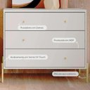 Ver imagem 3 de Conjunto 2 Mesas de Cabeceira e Cômoda 3 Gavetas Jasper - Off White Fosco c/ Dourado