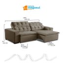 Ver imagem 3 de Sofá Retrátil Reclinável 4 Lugares 230cm com Pillow Veludo Alasca Bege Megasul