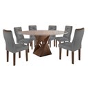 Ver imagem 2 de Conjunto Sala de Jantar 6 Lugares Redonda Tampo 120cm Vidro/MDF Mesa e Cadeiras Barcelona Yescasa