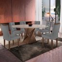 Ver imagem 1 de Conjunto Sala de Jantar 6 Lugares Redonda Tampo 120cm Vidro/MDF Mesa e Cadeiras Barcelona Yescasa