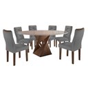 Ver imagem 2 de Conjunto Sala de Jantar 6 Lugares Redonda Tampo 120cm Vidro/mdf Mesa e Cadeiras Barcelona Yescasa