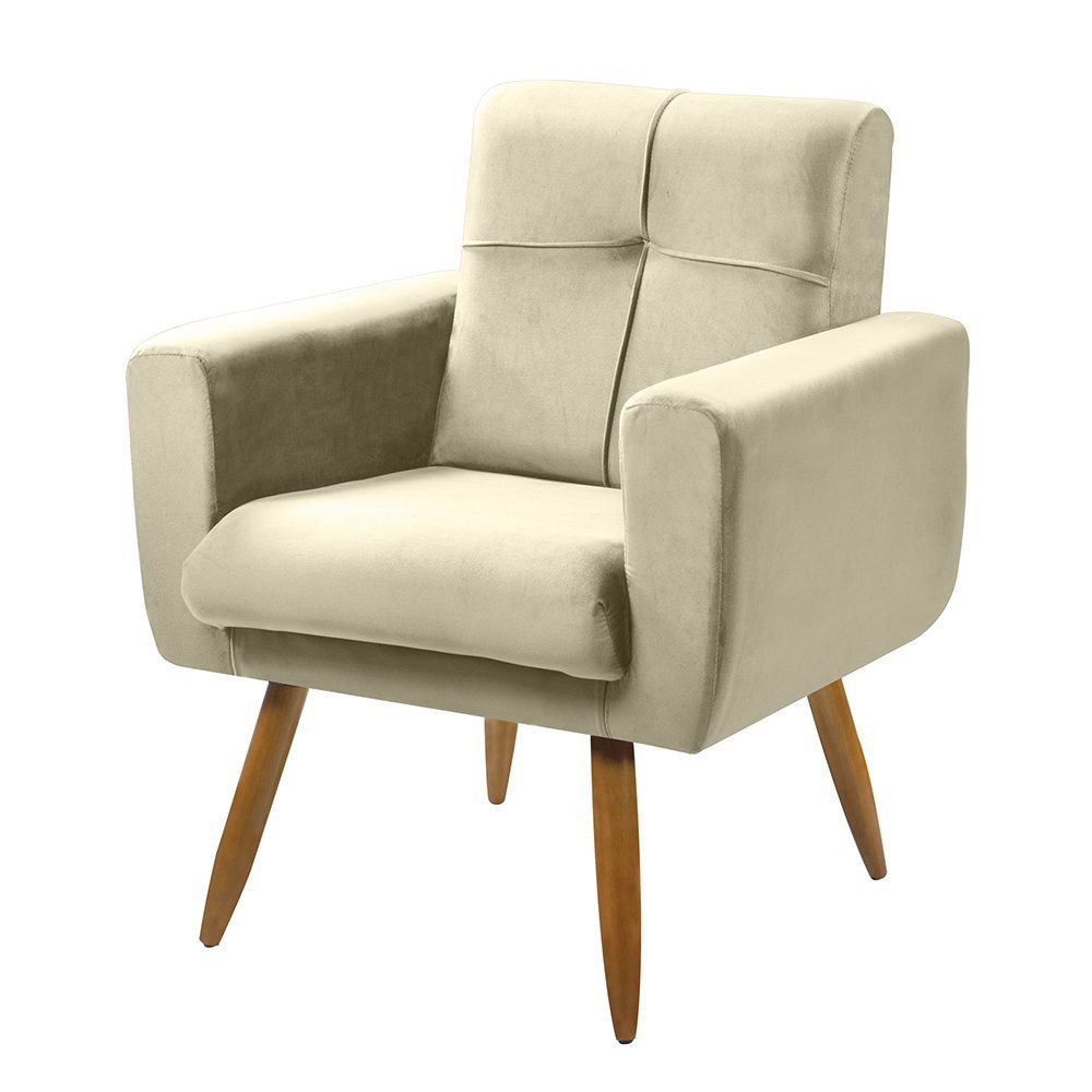 Kit 2 Poltronas Decorativa Aline Consultório Recepção Bege - 2