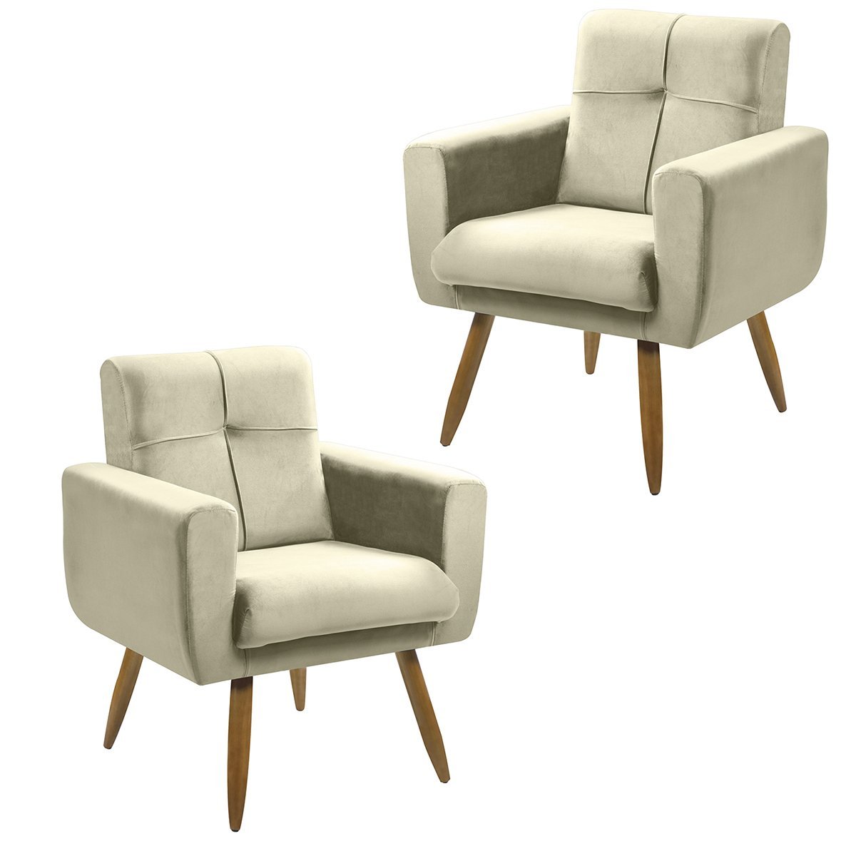 Kit 2 Poltronas Decorativa Aline Consultório Recepção Bege - 1