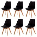 Ver imagem 1 de Kit C/6 Cadeiras Leda ? Charles Eames, Saarinen Wood com Almofada Preta