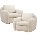 Ver imagem 1 de Kit 02 Poltronas Decorativa Orgânica Sala de Estar Living Eliot F04 Linho Tramado Creme - Lyam Decor