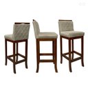 Ver imagem 2 de Kit 3 Banquetas Média com Encosto Matelassê Nice Madeira Maciça Suede Bege CCS