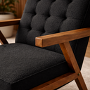 Ver imagem 2 de Kit 2 Poltronas Zara Capitone Tecido Boucle Moderna Decorativa Pés em Madeira Maciça para Sala de Es