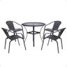 4 Cadeiras Maresia Aluminio Pintura Preta Fibra Sintetica Tr. Simples e Mesa Fortaleza Aluminio Pint - 1