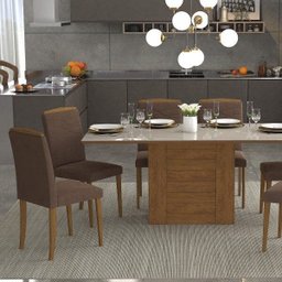 Conjunto Sala de Jantar Mesa Alana Rafaela 6 Cadeiras Vanessa Cimol - 1