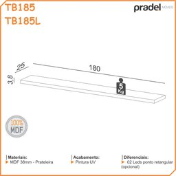 Prateleira 180cm PDL Freijó - 3