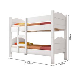 Beliche Multifuncional que Vira 2 Camas Madrid com Grades de Proteção - Branco - 3