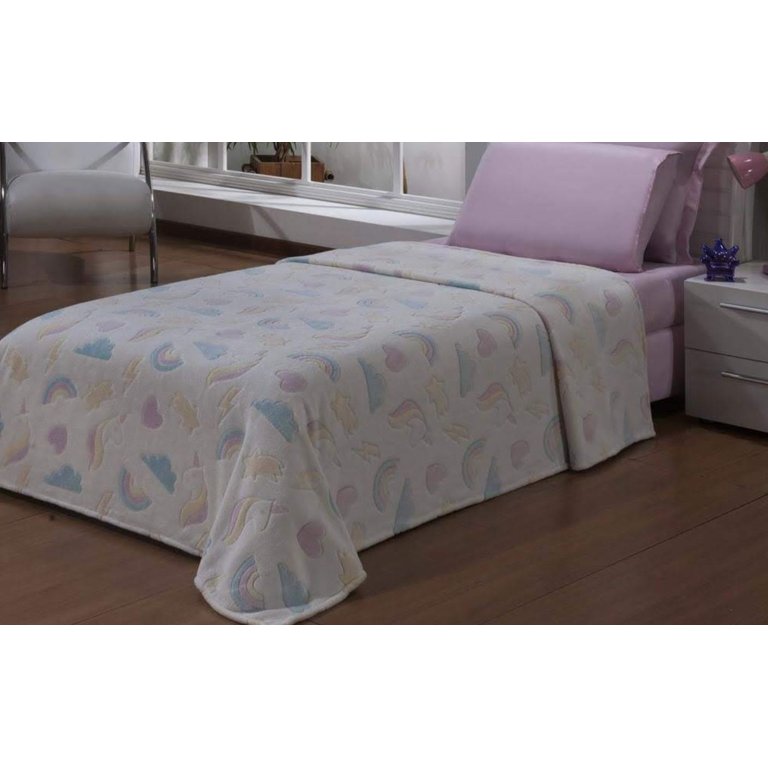 Manta Flannel Infantil Shine 1,50x2,20 Andreza - Rainbow Rose Manta Flannel Infantil Shine 1,50x2,20 Andreza - Rainbow Rose