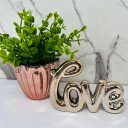 Ver imagem 2 de Conjunto decoração vaso de vidro + palavra love rose gold