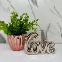 Ver imagem 4 de Conjunto decoração vaso de vidro + palavra love rose gold