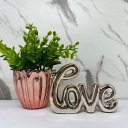 Ver imagem 3 de Conjunto decoração vaso de vidro + palavra love rose gold
