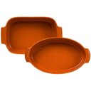 Ver imagem 1 de Jogo 2 Travessas Grandes em Porcelana Germer Assar e Servir Retangular 4,9l e Oval 2,9l Laranja
