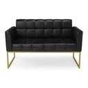 Ver imagem 3 de Sofá Namoradeira Elisa Corano Preto Base Metálica Industrial Dourado - D'Rossi